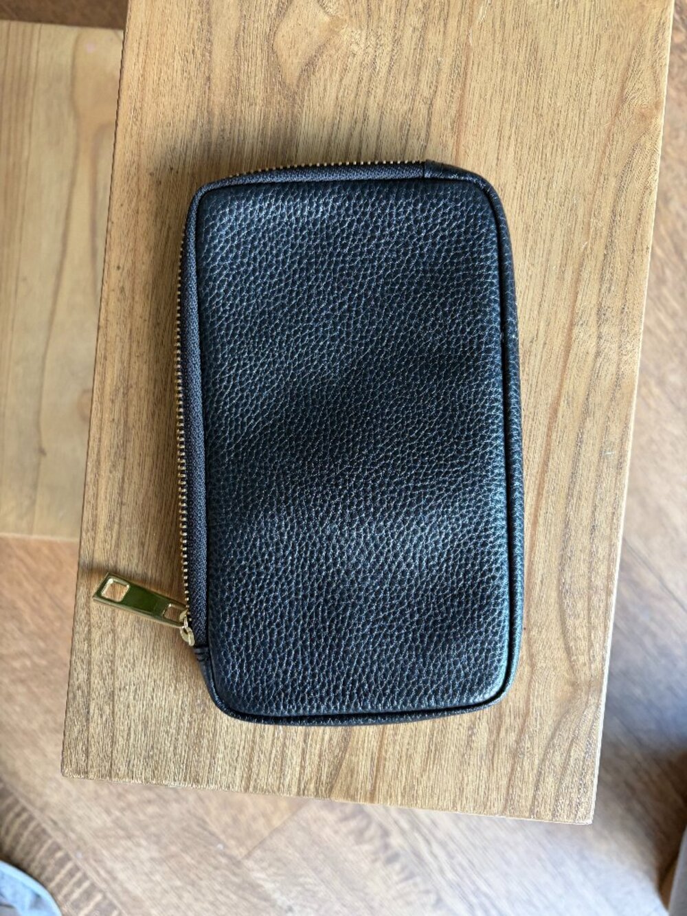 Bandolier Pebble leather expanded zip pouch, small and large